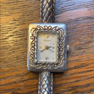 Brighton Arcadia Silver Watch with White Face and Black Band